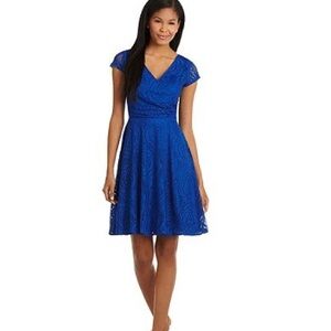Maggy London Blue Surplice Faux Wrap Style Dress